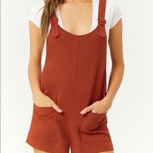 Forever 21  Rust/Orange Boxy Buckle Strap Romper